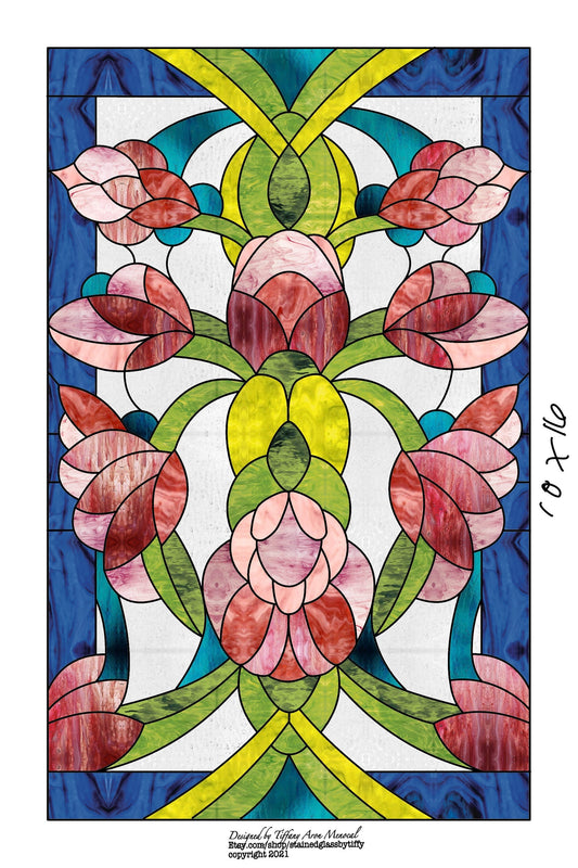 Abstract Flower Stained Glass Pattern Digital Download