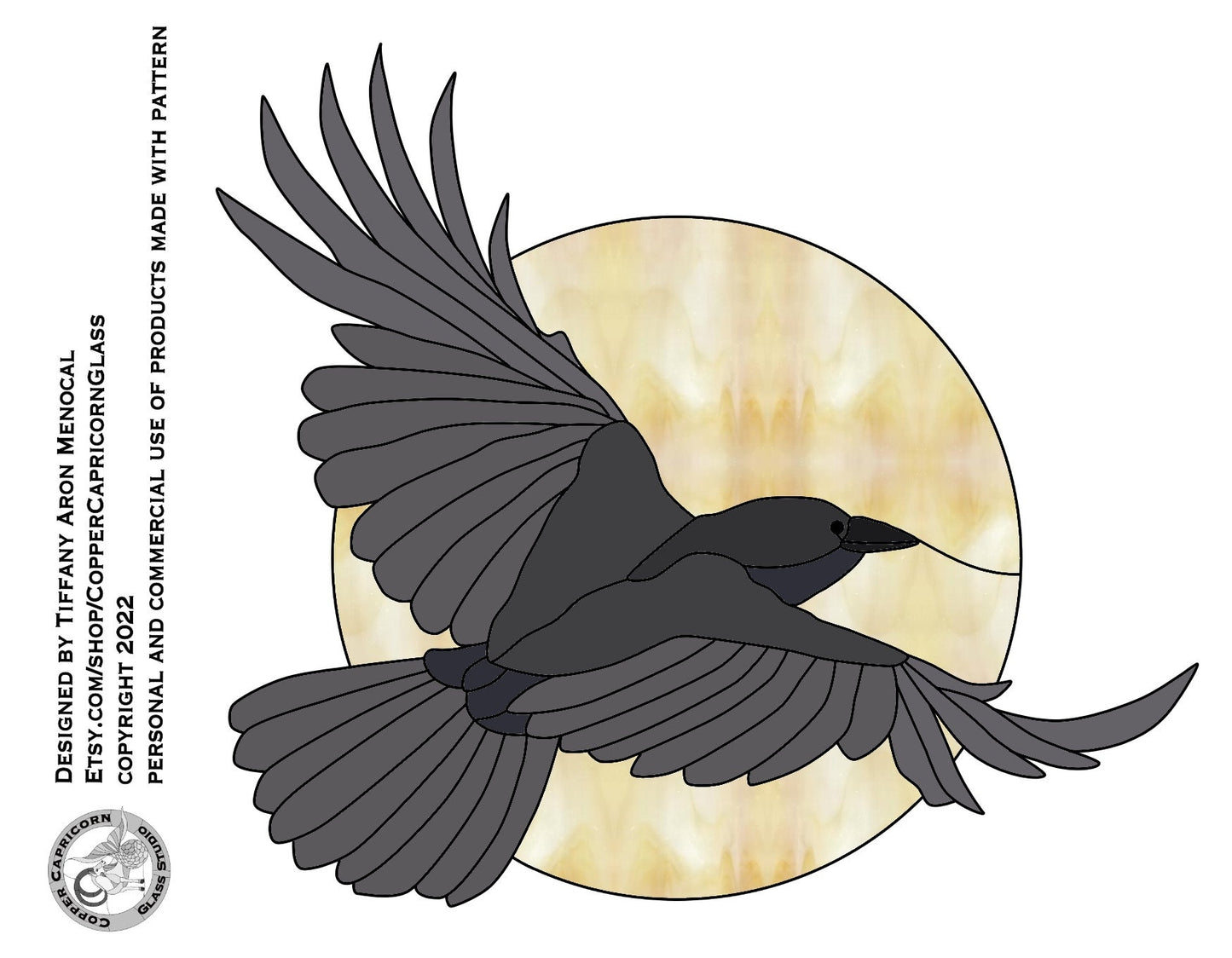 Raven stained Glass Pattern Digital Download