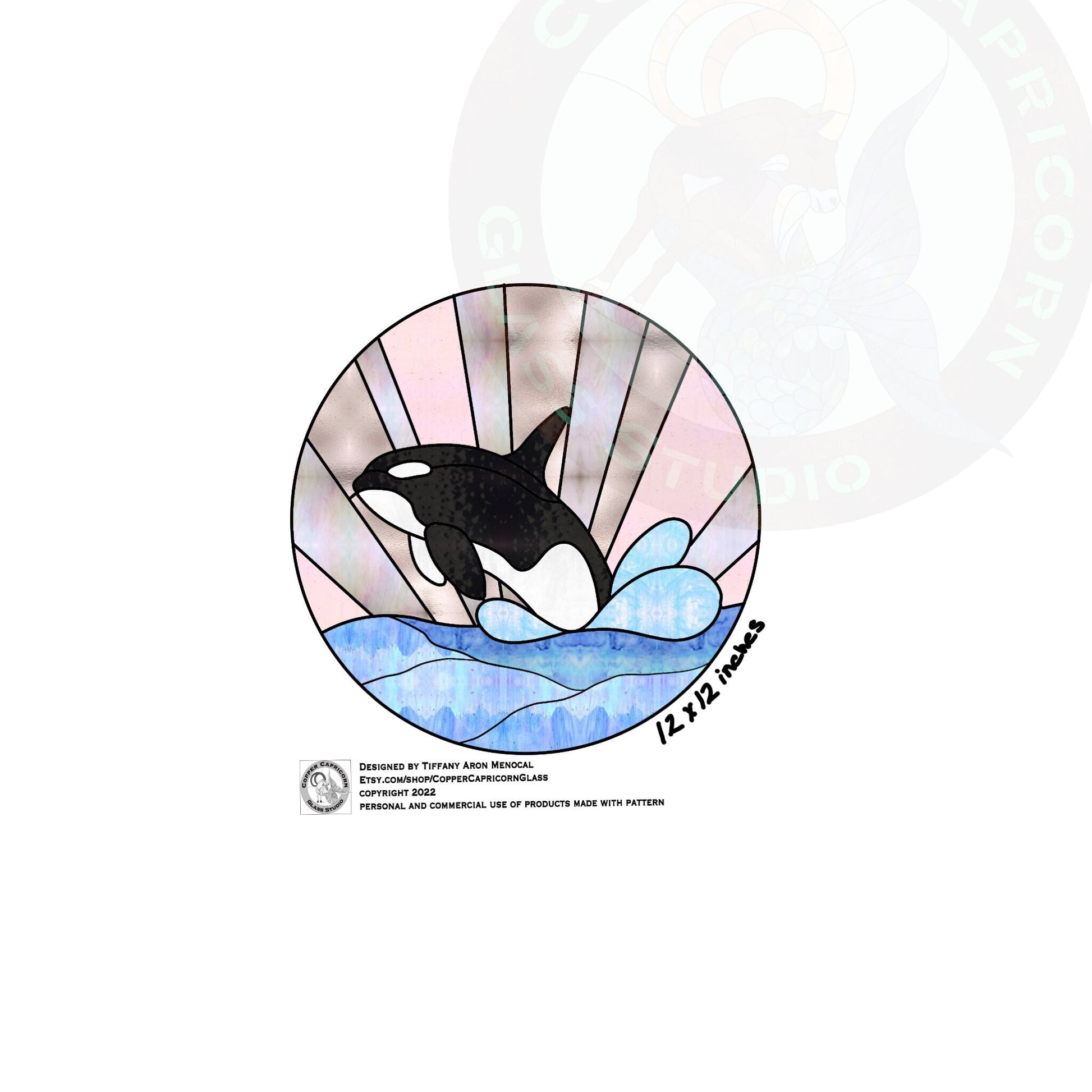 Orca Stained Glass Pattern Digital Download