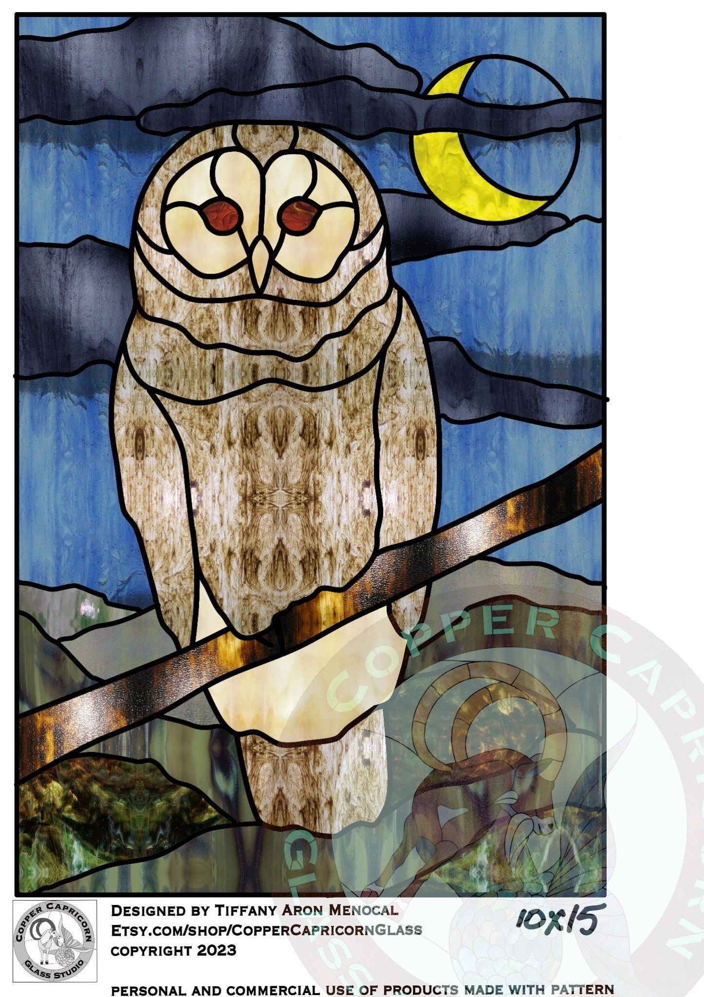 MIDNIGHT OWL • barred owl • Stained Glass Pattern • Digital Download